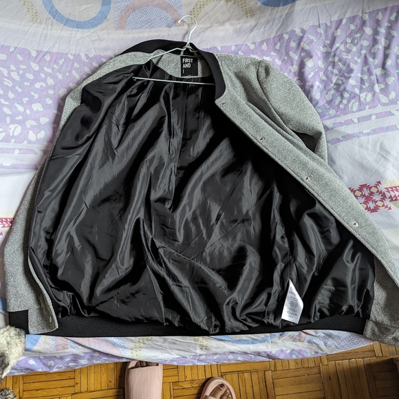 Long Bomber Jacket Silver - Picture 2 of 5